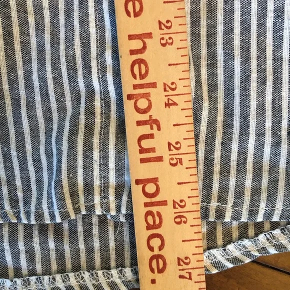 Malina | Gray and white striped shirt sleeved blouse with trim detail - Picture 7 of 11